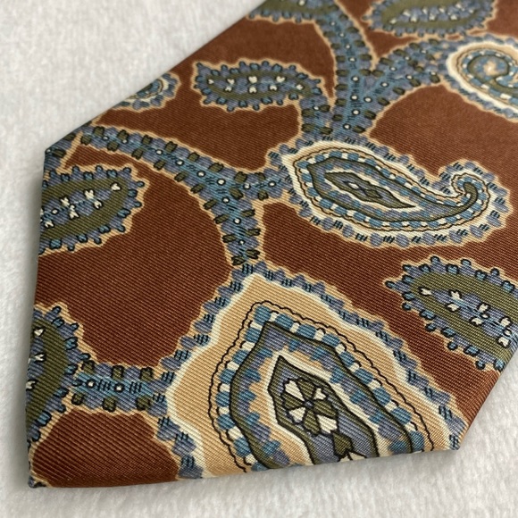 Christian Dior Monsieur Silk Paisley Pattern Neck Tie (Brown/Multicolor) - Picture 2 of 13